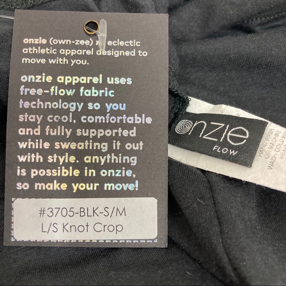 Onzie flow black long sleeve knotted S/M crop top - Picture 9 of 11